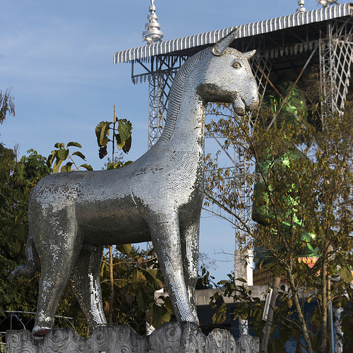 Horse statue at Buddhist temple, Phrathat Doi Ha Chedi, Chiang Rai, Thailand