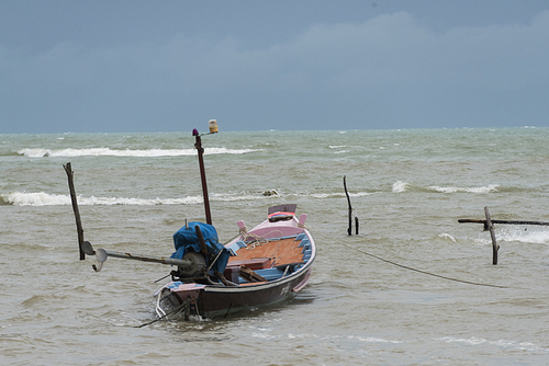 Boat in sea under stormy sky, Koh Samui, Surat Thani Province, Thailand