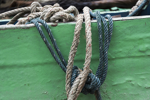 Close-up of ropes on boat, Koh Samui, Surat Thani Province, Thailand