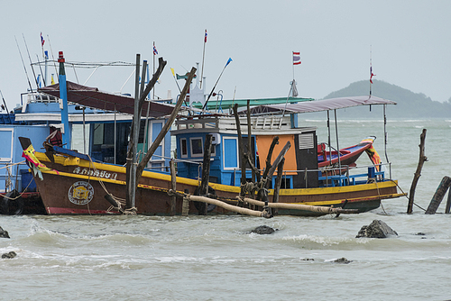 Fishing boats in the sea, Koh Samui, Surat Thani Province, Thailand