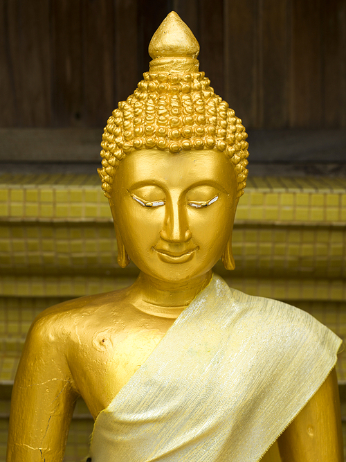 Close-up of Buddha statue in temple, Koh Samui, Surat Thani Province, Thailand