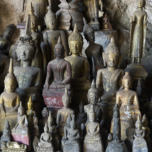 Statues of Buddha in Pak Ou Caves, Pak Ou District, Luang Prabang, Laos