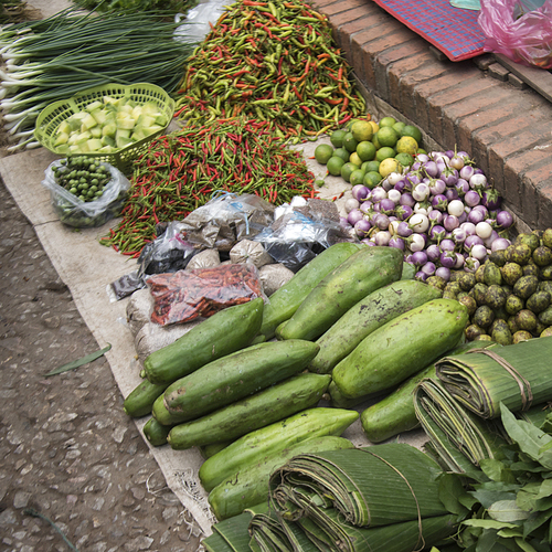 Vegetables for sale at market, Luang Prabang, Laos