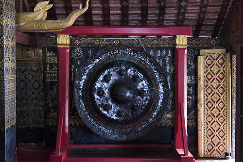 Gong in Wat Xieng Thong temple, Luang Prabang, Laos