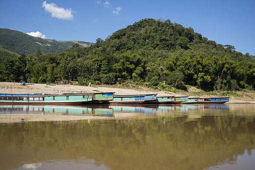 Boats along River Mekong, Luang Prabang, Laos