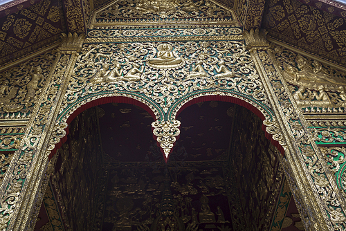 Low angle view of Wat Xieng Thong temple, Luang Prabang, Laos