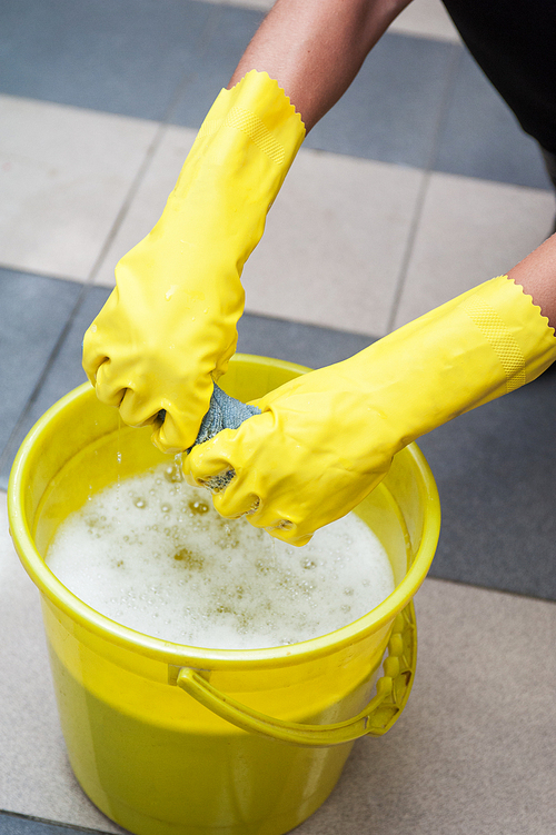 Cleaning concept. Closeup photo of woman cleaning at the home