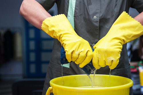 Cleaning concept. Closeup photo of woman cleaning at the home