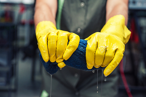 Cleaning concept. Closeup photo of woman cleaning at the home