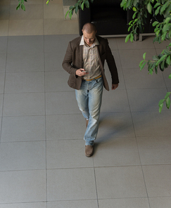 Top view of successful positive businessman