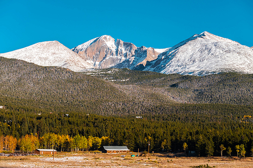 Season changing from autumn to winter. Rocky Mountains, Colorado, USA.