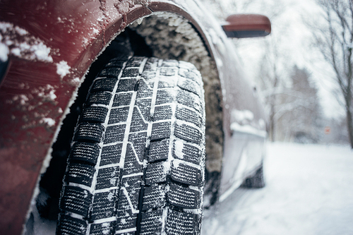 All-season tyre or mud and snow tire, closeup on protector