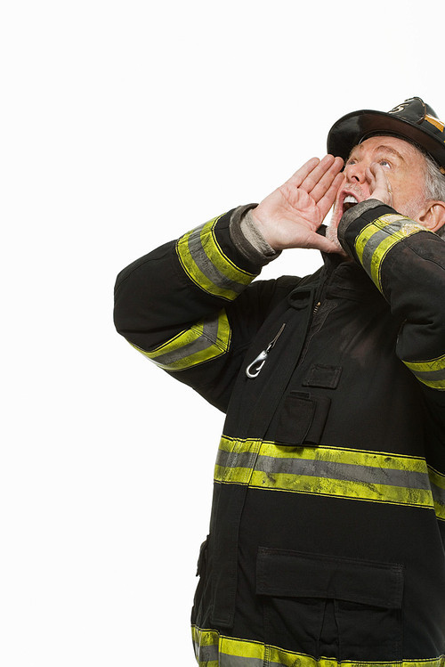 Portrait of a firefighter shouting