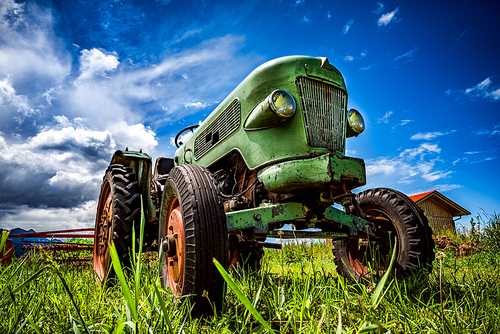 Old tractor in the Alpine meadows