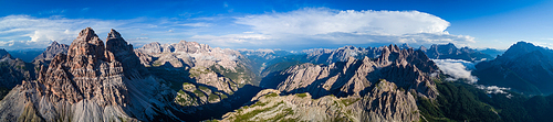 Panorama National Nature Park Tre Cime In the Dolomites Alps. Beautiful nature of Italy.