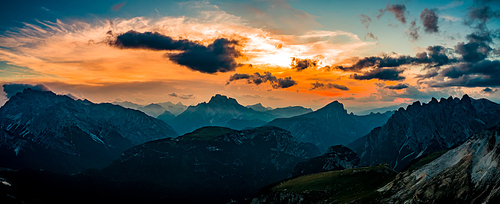 Panorama National Nature Park Tre Cime In the Dolomites Alps. Beautiful nature of Italy.