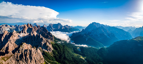 Panorama National Nature Park Tre Cime In the Dolomites Alps. Beautiful nature of Italy.