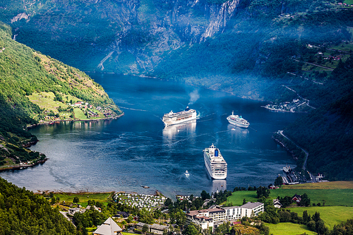 Geiranger fjord, Beautiful Nature Norway. It is a 15-kilometre (9.3 mi) long branch off of the Sunnylvsfjorden, which is a branch off of the Storfjorden (Great Fjord).