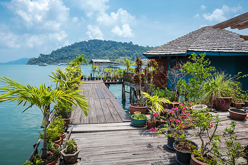 Houses on stilts in the fishing village of Bang Bao, Koh Chang, Thailand