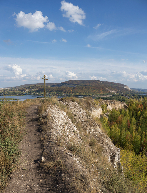 Panoramic views of the river valley from the hill