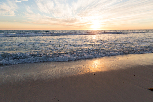 Beautiful landscaped image of sunset over sea