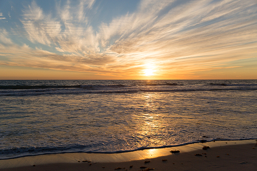 Beautiful landscaped image of sunset over sea