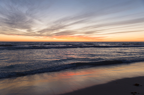 Beautiful landscaped image of sunset over sea