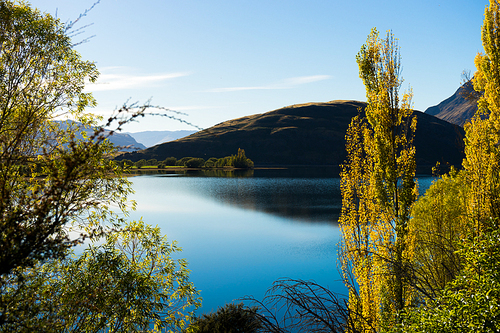 Natural landscape of New Zealand alps and lake