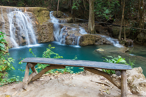 Beautiful waterfall in rainforest, Kanchanaburi province, Southeast asia, Thailand