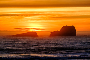 USA Pacific coast sunset landscape, Big Sur, California.