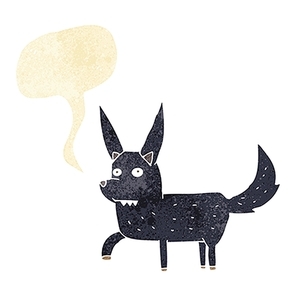 cartoon wild dog with speech bubble