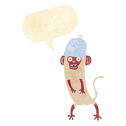 cartoon crazy monkey with speech bubble