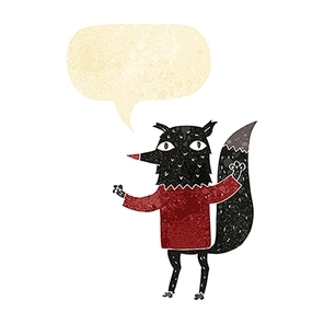 cartoon wolf with speech bubble