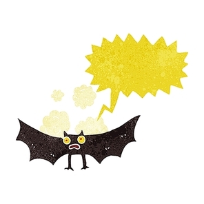 cartoon bat with speech bubble
