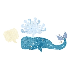 cartoon whale with speech bubble