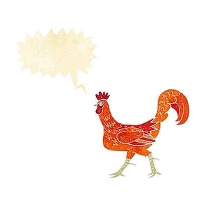 cartoon cockerel with speech bubble