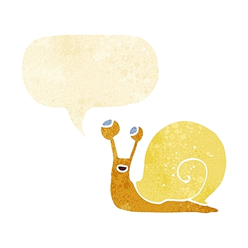 cartoon snail with speech bubble