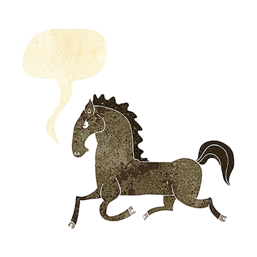 cartoon running horse with speech bubble