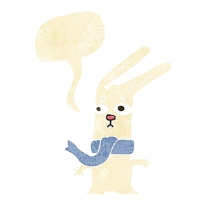 cartoon rabbit with speech bubble