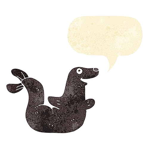 cartoon seal with speech bubble