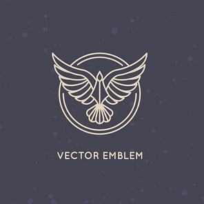 Vector linear logo design template - eagle emblem - abstract power and freedom symbol