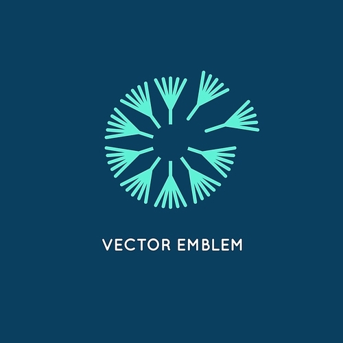 Vector logo design template in linear style - dandelion concept - simple emblem