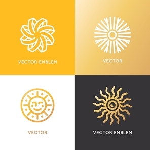 Vector abstract logo design template in trendy linear style - sun and summer symbol