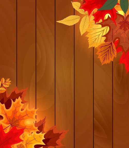 Abstract Vector Illustration Background with Falling Autumn Leaves and Wood Boards. EPS10