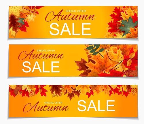 Abstract Vector Illustration Autumn Sale Banner Background with Falling Autumn Leaves