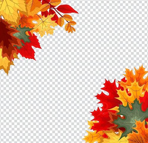 Abstract Vector Illustration Background with Falling Autumn Leaves on Transparent Background. EPS10