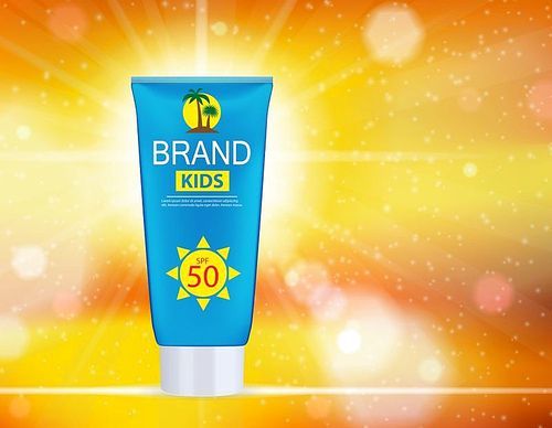 Sun Care Cream Bottle, Tube Template for Ads or Magazine Background. 3D Realistic Vector Iillustration. EPS10