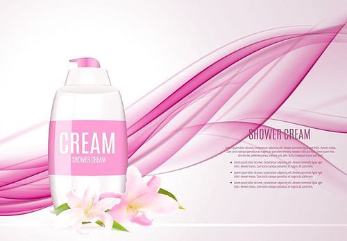 Design Cosmetics Product  Template for Ads or Magazine Background. Shower Cream. 3D Realistic Vector Iillustration. EPS10