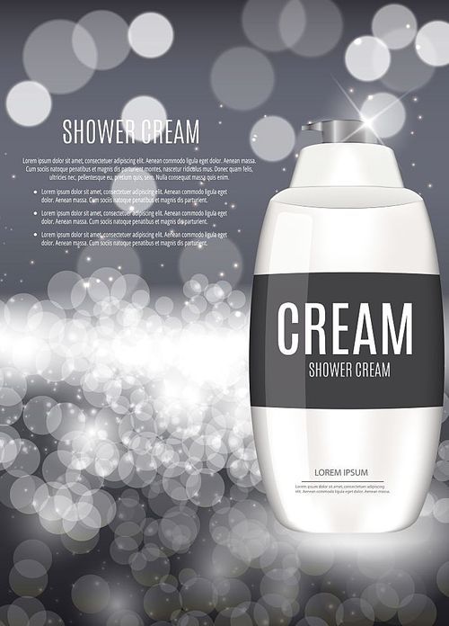 Design Cosmetics Product  Template for Ads or Magazine Background. Shower Cream. 3D Realistic Vector Iillustration. EPS10