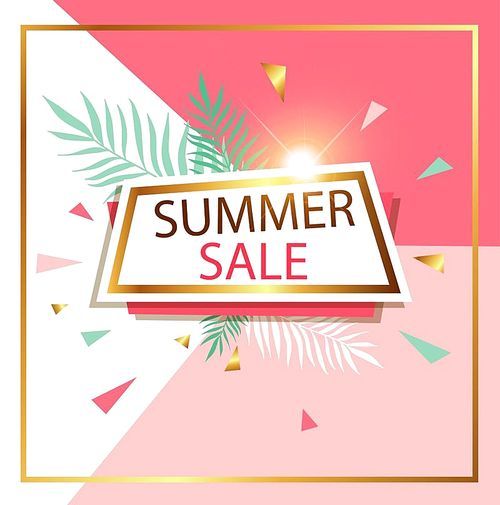 Abstract pink vector background for seasonal summer sale. Shining banner in retro style.
